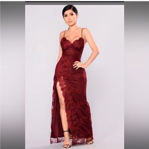 Burgundy Lace Formal Dress